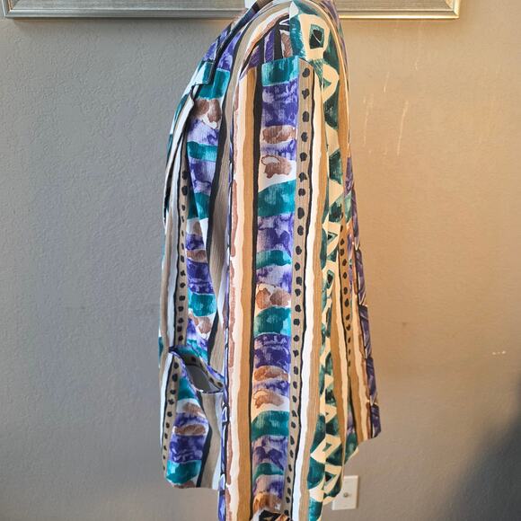 VINTAGE Toni Garment For CC Magic Wild‎ Women's Tribal Office Blazer Sz XL Multi - Picture 3 of 8